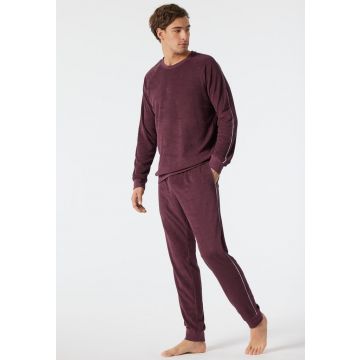 Schiesser heren pyjama velours 178038 516 burgund